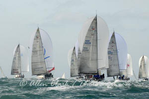 Farr 40 Fleet Sailing Downwind on Friday at Key West Race Week 2008
